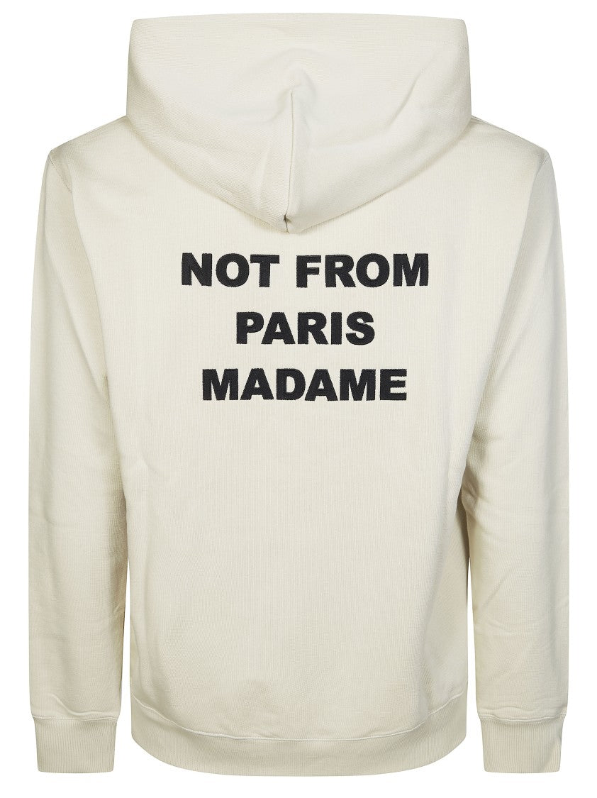 Drôle De Monsieur Relaxed Fit Crewneck Hooded Sweatshirt With Bold Slogan