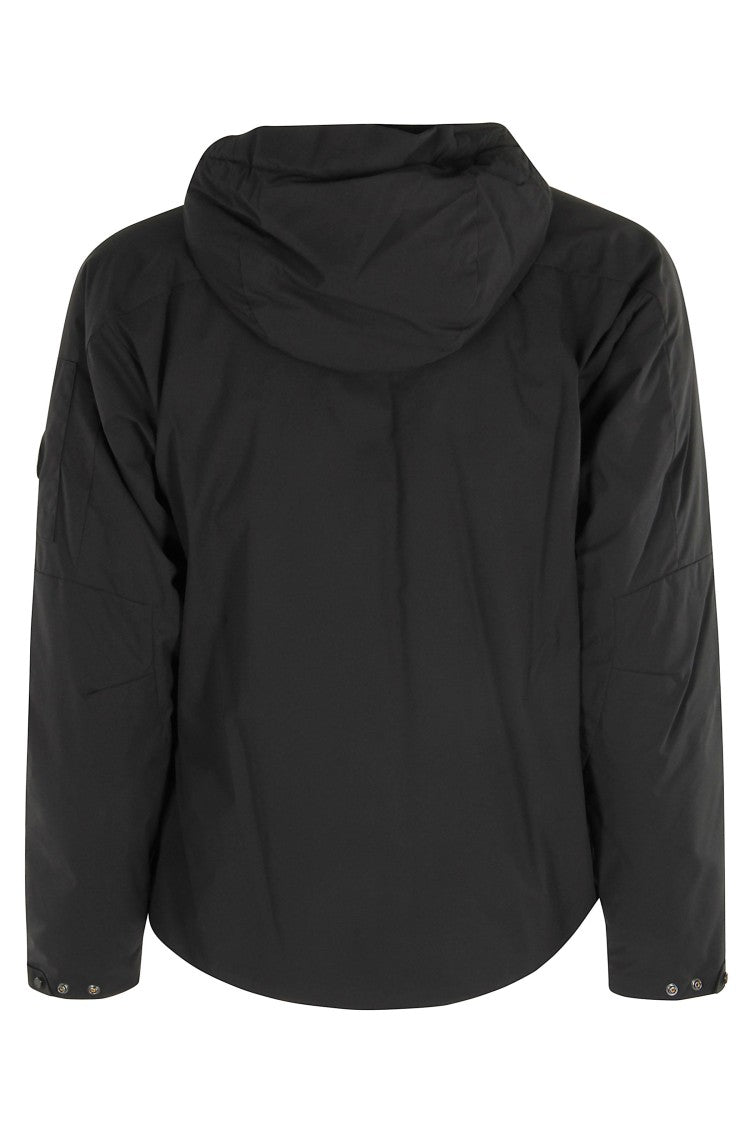 C.P. Company Sleek Black Medium Jacket With Adjustable Hood And Zippered Pockets