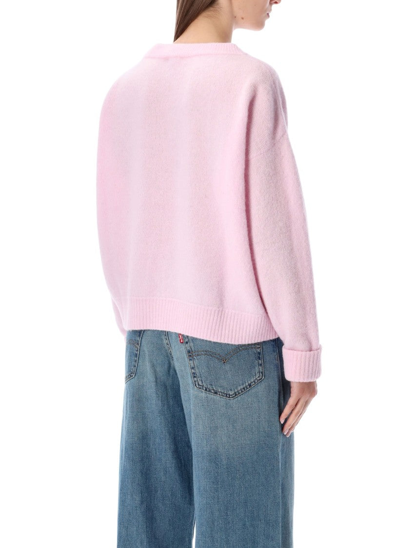 American Vintage Pastel Pink Vito Crewneck Fuzzy Wool Sweater