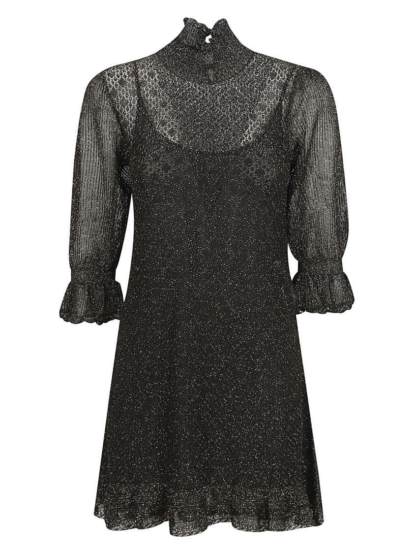 Chloé High-Neck Mini Dress With Ruffled Hem