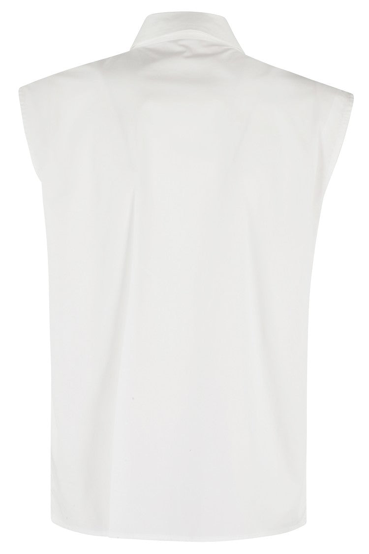 Isabelle Blanche Sleeveless Cotton Top With Classic Collar