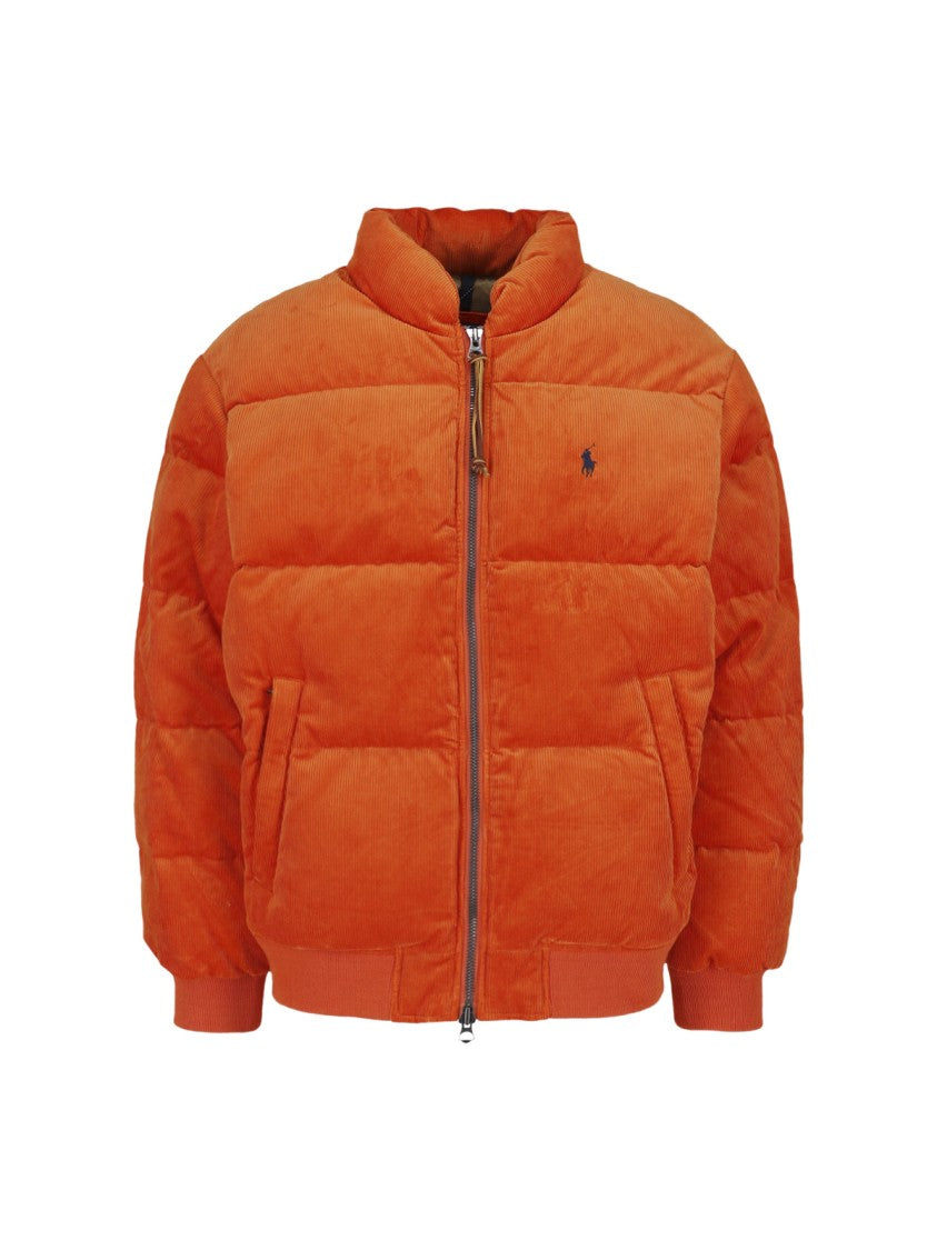 Polo Ralph Lauren Ribbed Cotton Padded Jacket With Zip Closure And Contrasting Logo