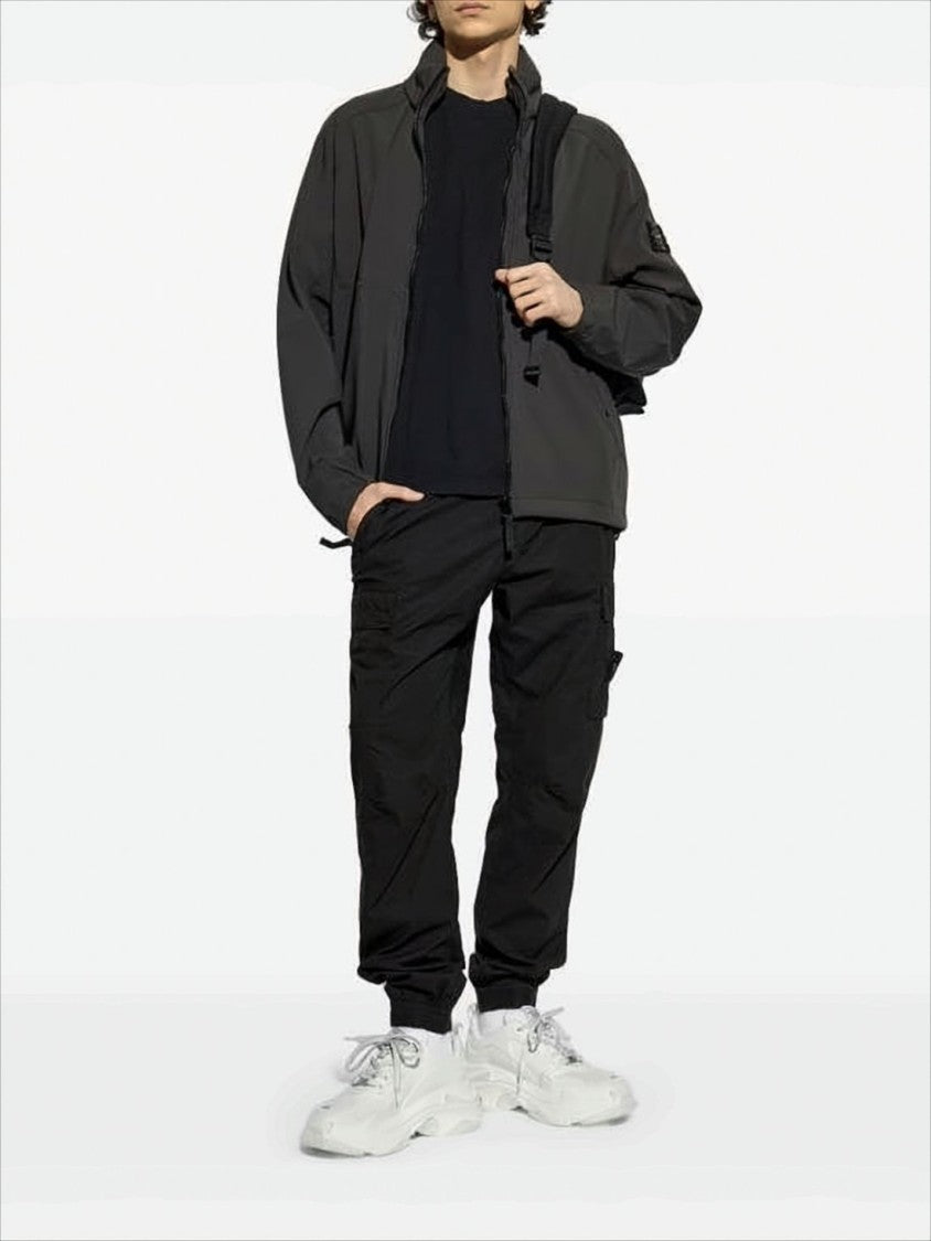 Stone Island Relaxed Fit Grey Jacket With High Collar And Zipper Closure