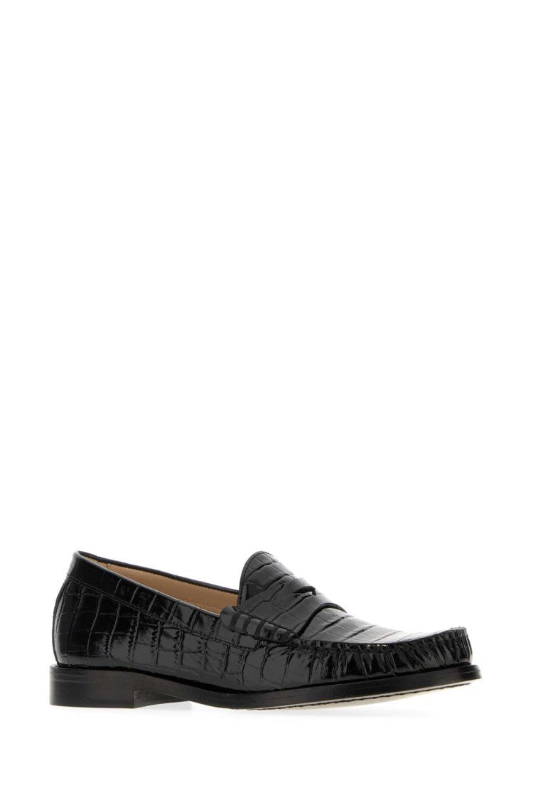 Stuart Weitzman Black Leather Lottie Loafers