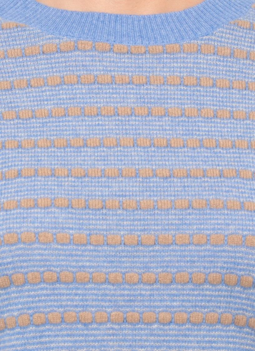 Guest In Residence Light Blue Striped Dot Cashmere Sweater