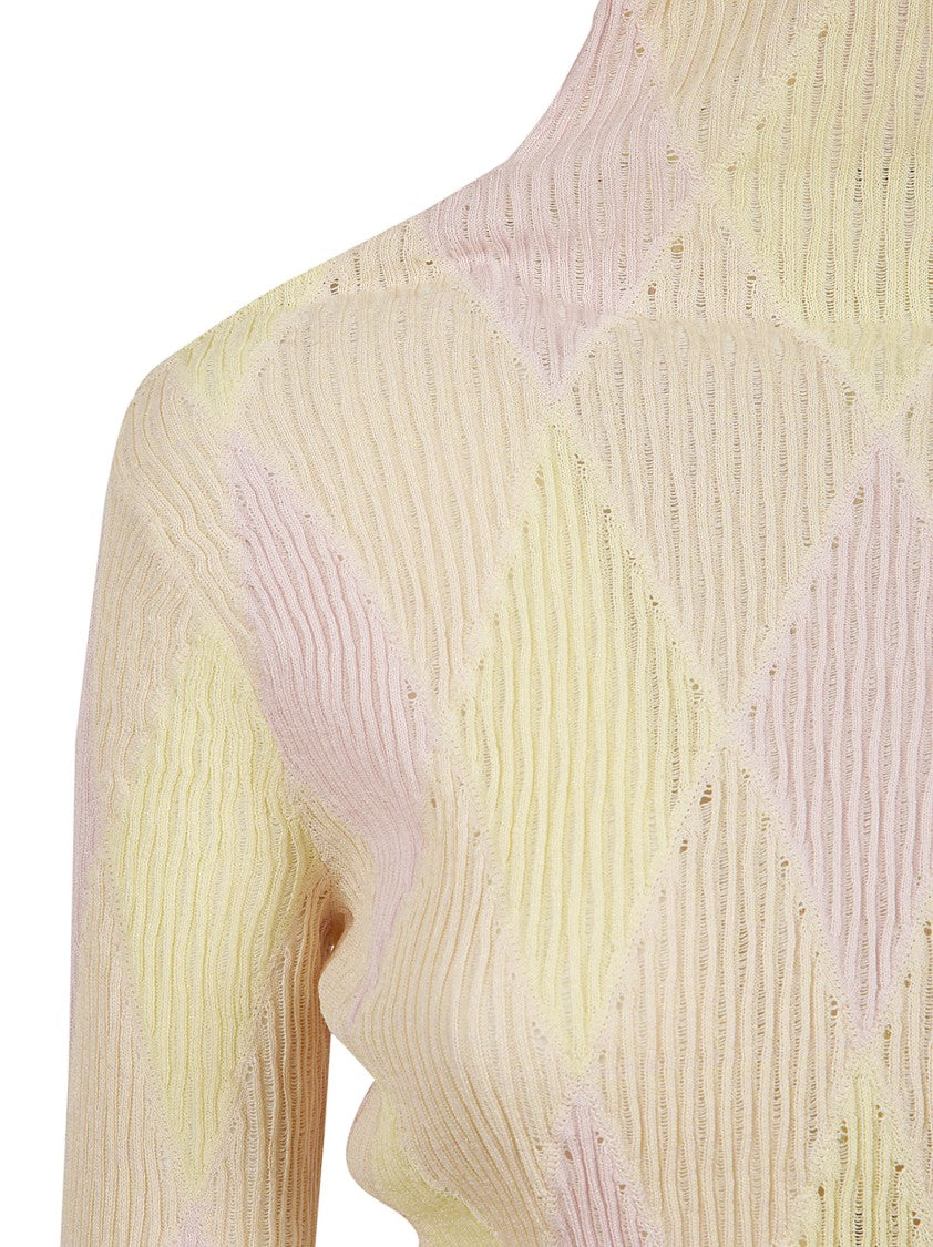 Burberry Textured Fitted Dress With High Neck