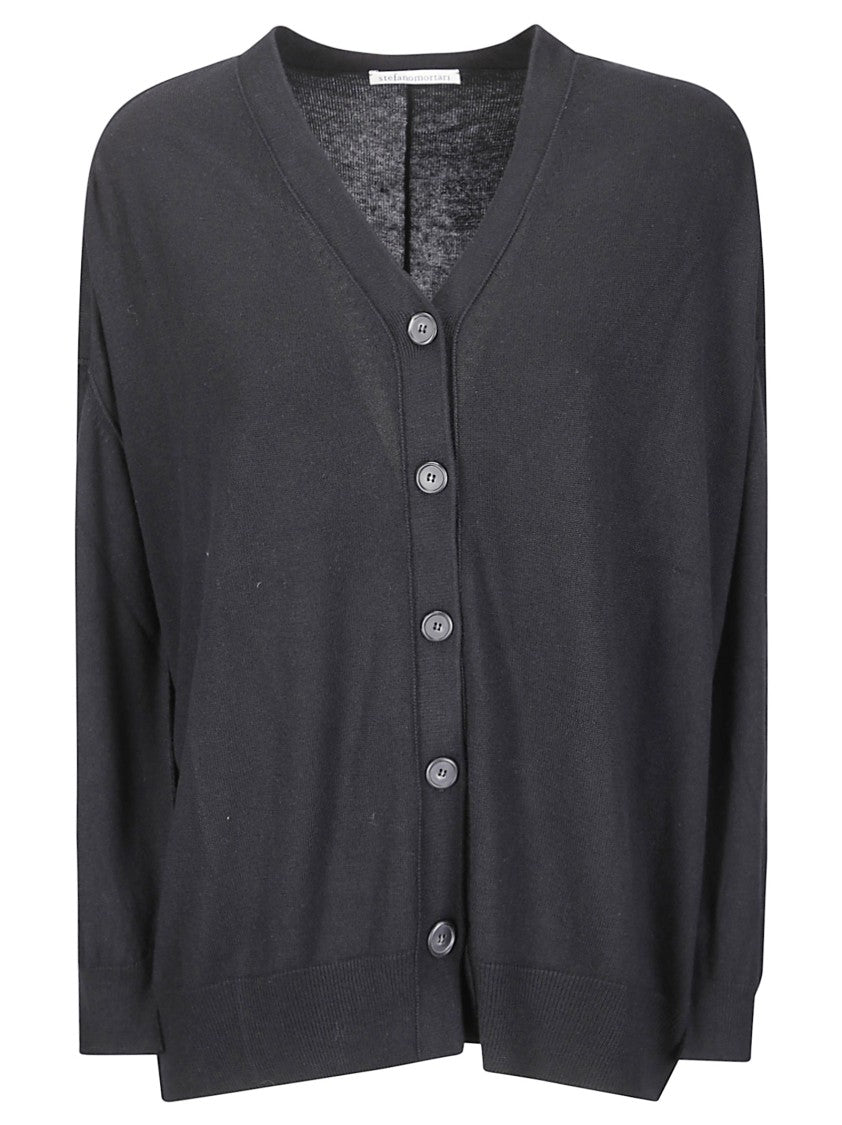 Stefano Mortari V-Neck Button-Down Cardigan With Asymmetrical Hem