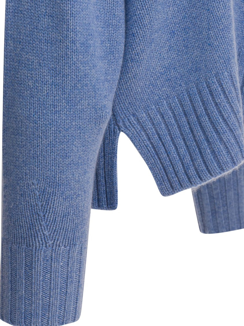 Guest In Residence Light Blue Cashmere Knitwear With Ribbed Details