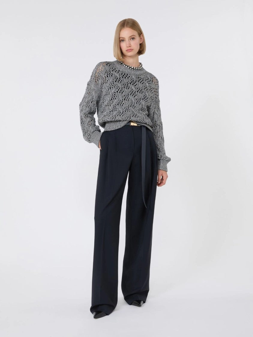 Max Mara Refined Open-Knit Sweater With Metallic Fiber Detail