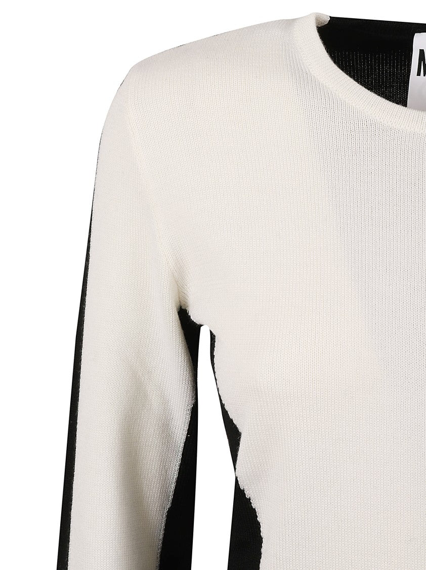 Moschino Fitted White Knit Sweater