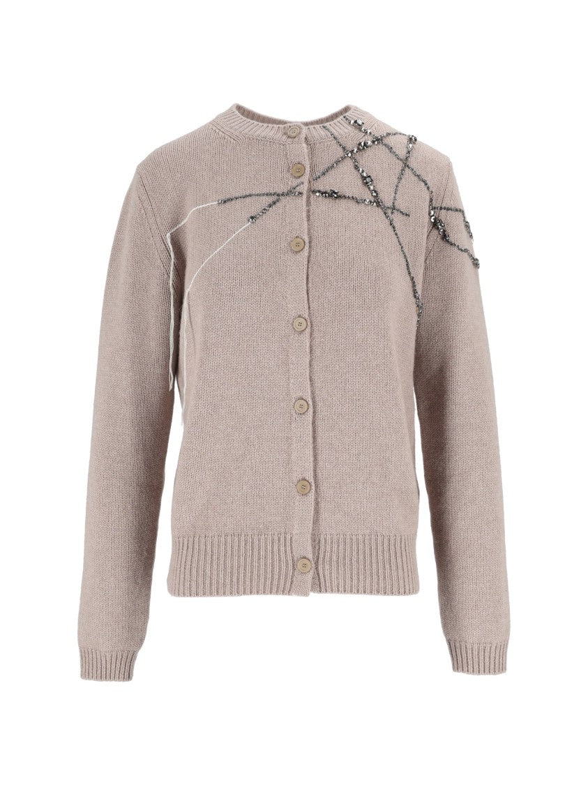 Fabiana Filippi Mocha Strass Embroidered Cardigan