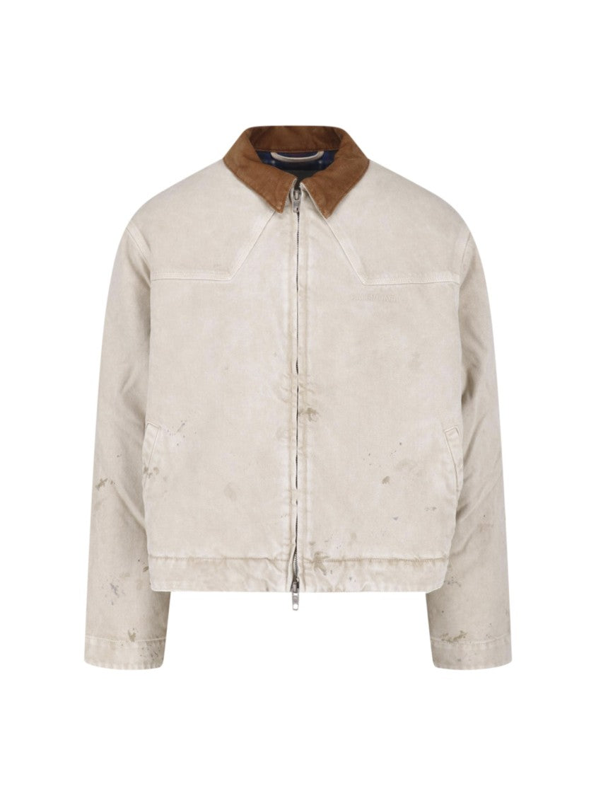 Balenciaga Beige Distressed Zip-Up Cotton Jacket