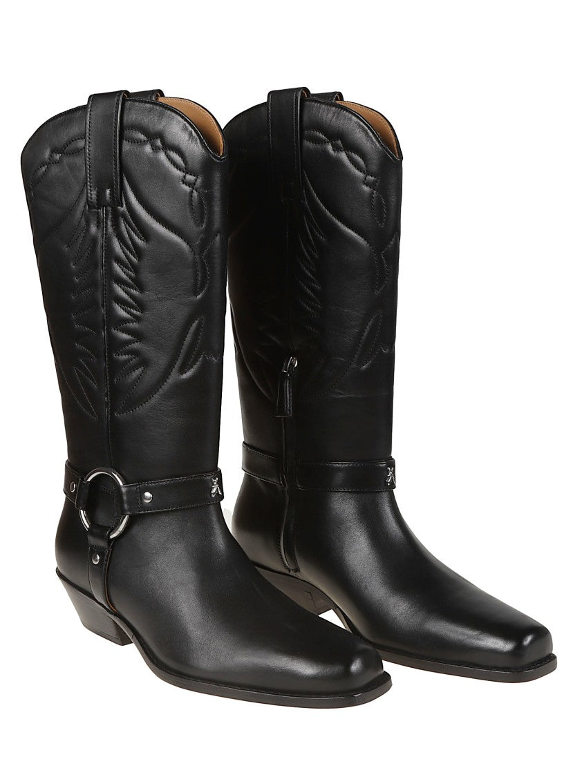 Patrizia Pepe Calf Leather Ankle Strap Pointed Toe Boots