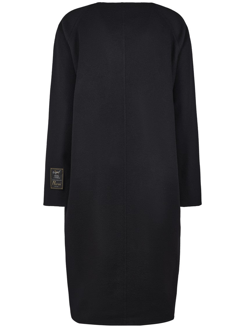 Marni Short Black Coat With Concealed Button Closure