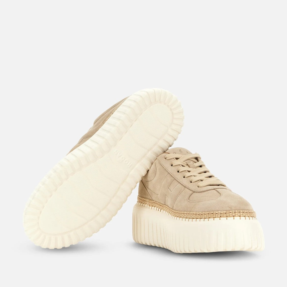 Hogan Light Biscuit H710 H-Stripes Basket Sneakers