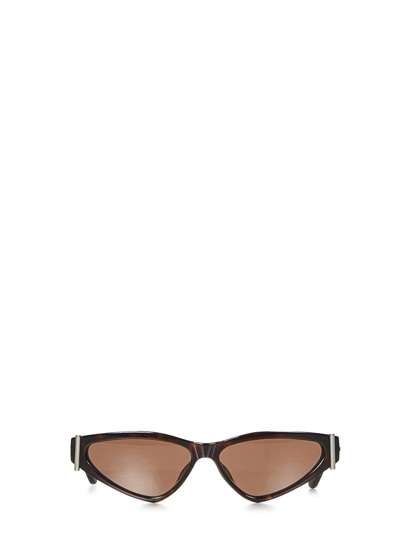 Alexander Mcqueen Havana Acetate Sunglasses With Metal Temples And T-Buckle Detail