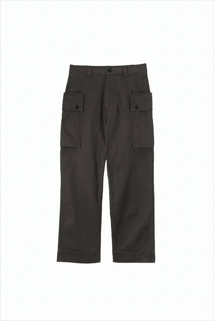 Margaret Howell Mid-Length Black Cargo Pants With Flap Closure