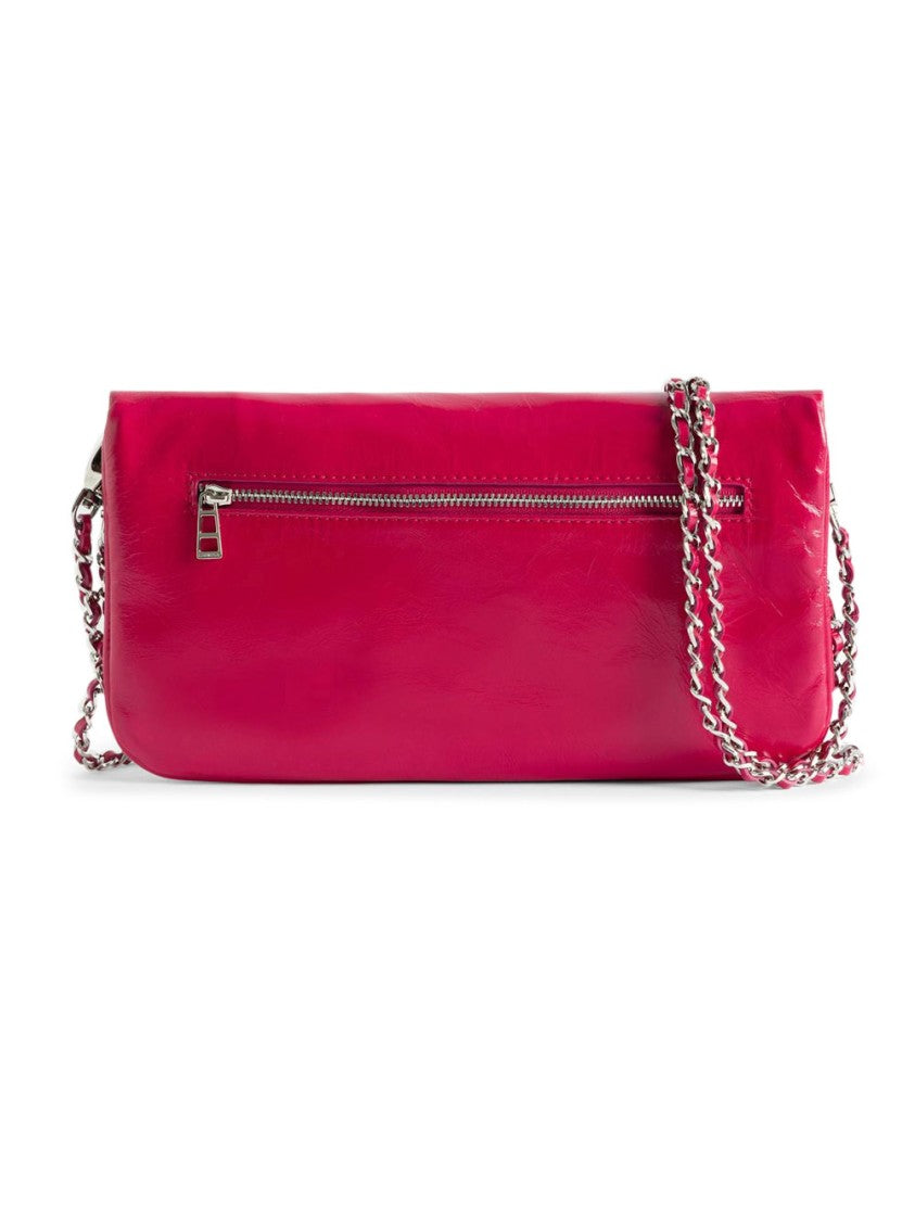 Zadig & Voltaire Rectangular Pink Clutch Bag With Silver Emblem