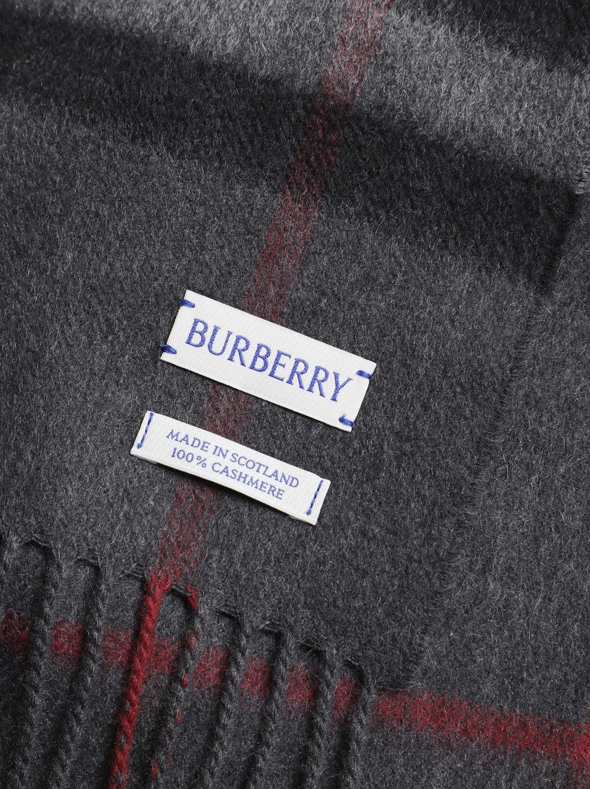 Burberry Plaid Patterned Scarf With Fringed Edges