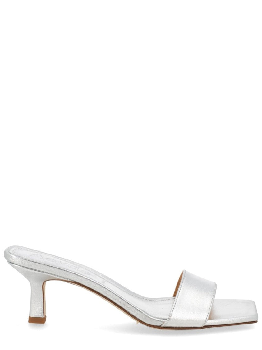Aeydē Neutrals Gilly Square Toe Metallic Sandals