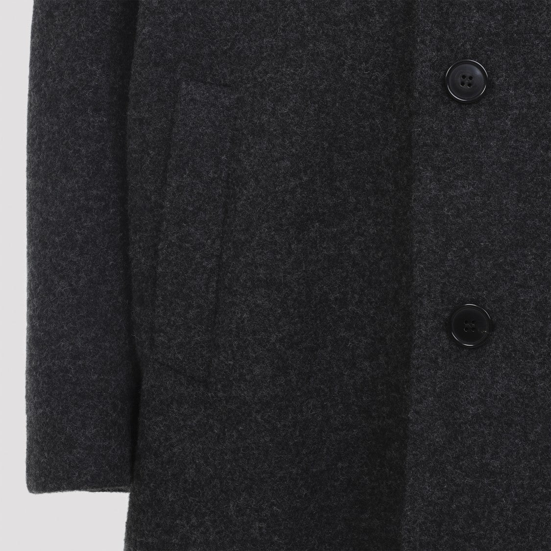 Maison Margiela Mélange Grey Virgin Wool Long Coat With Classic Lapels