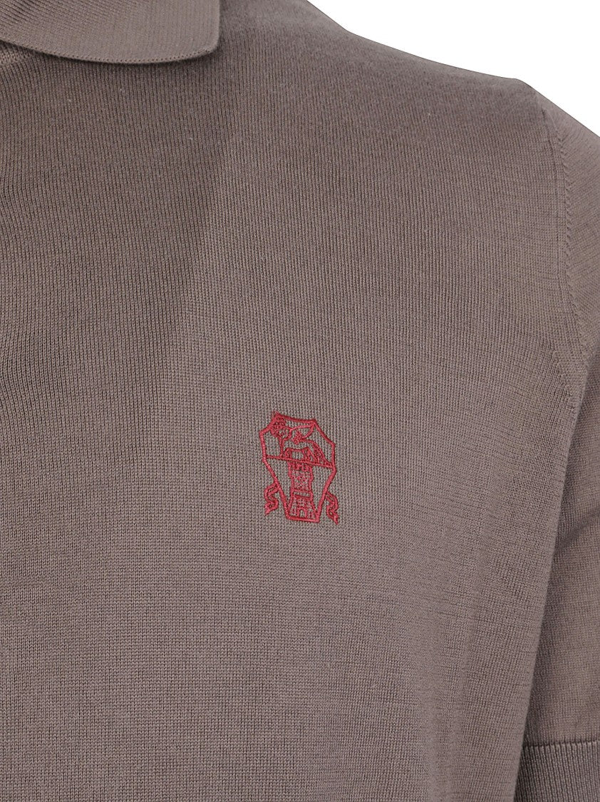 Brunello Cucinelli Short-Sleeve Polo Shirt With Classic Collar And Embroidered Detail