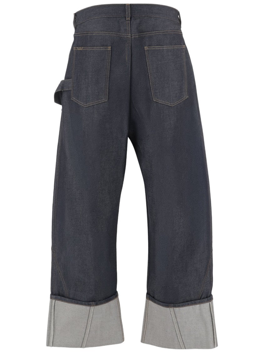 J. W. Anderson Dark Cropped Denim Jeans With Distinctive Cut-Off Hem