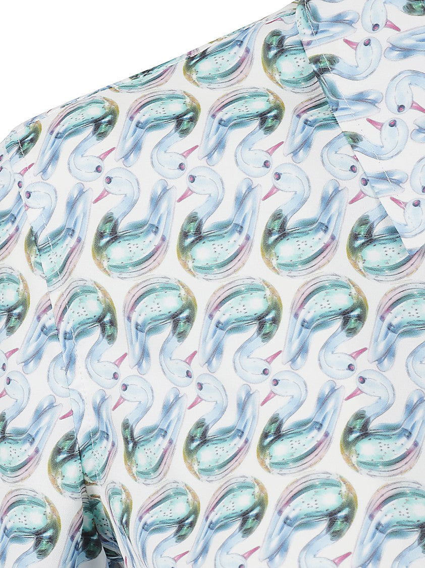 Tory Burch Collared Dress With Whimsical Swan Print