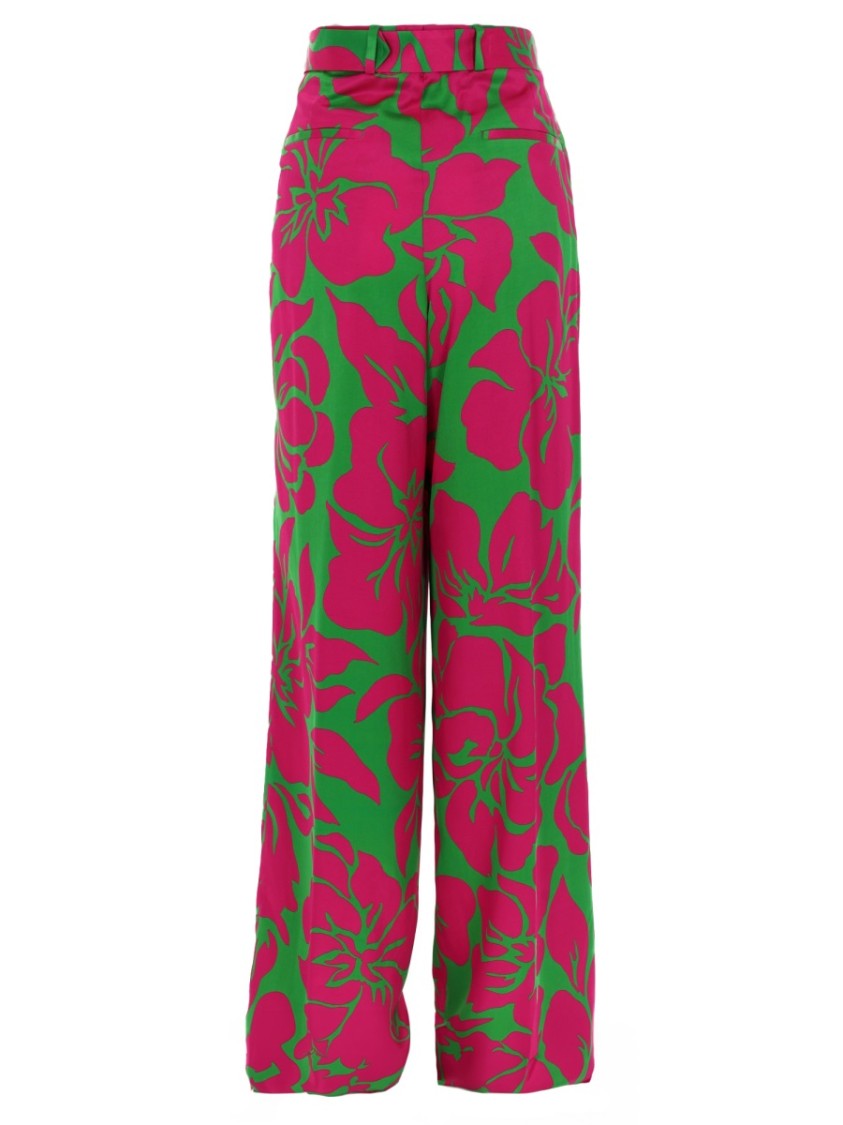 Dries Van Noten Peaches Bis High-Waisted Floral Wide-Leg Pants