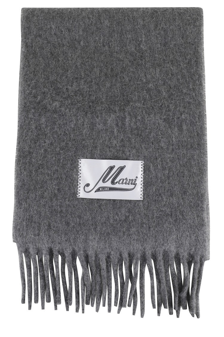 Marni Fringed Gray Alpaca Scarf