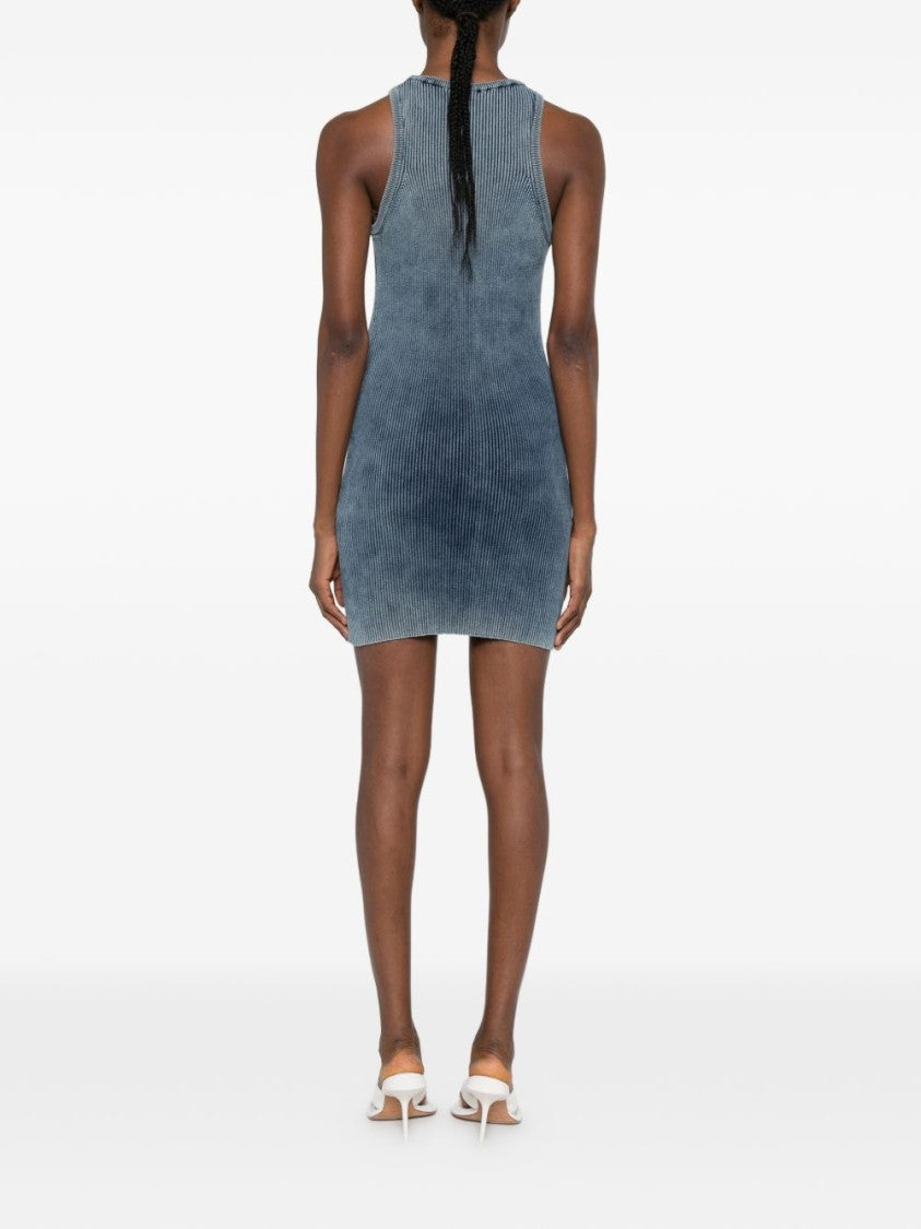 Diesel Blue Ribbed Knit Sleeveless Slim Dress