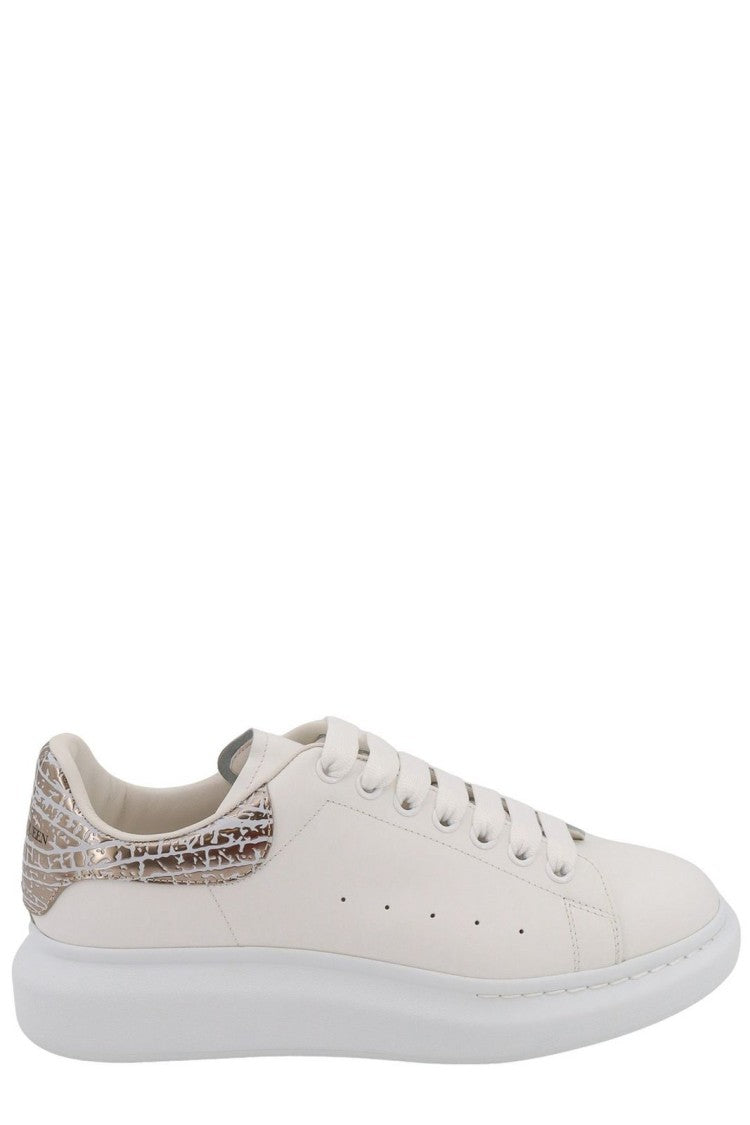 Alexander Mcqueen White Sneakers With Metallic Heel Accent