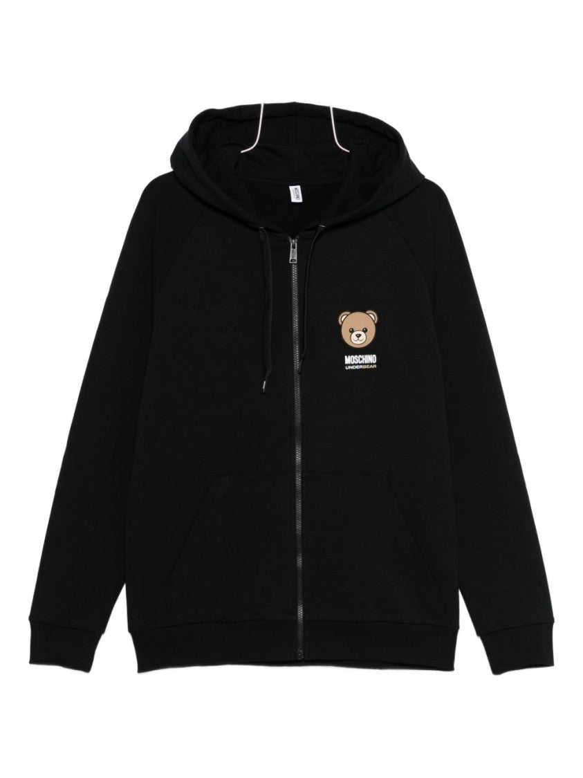 Moschino Classic Fit Black Zip-Up Hoodie
