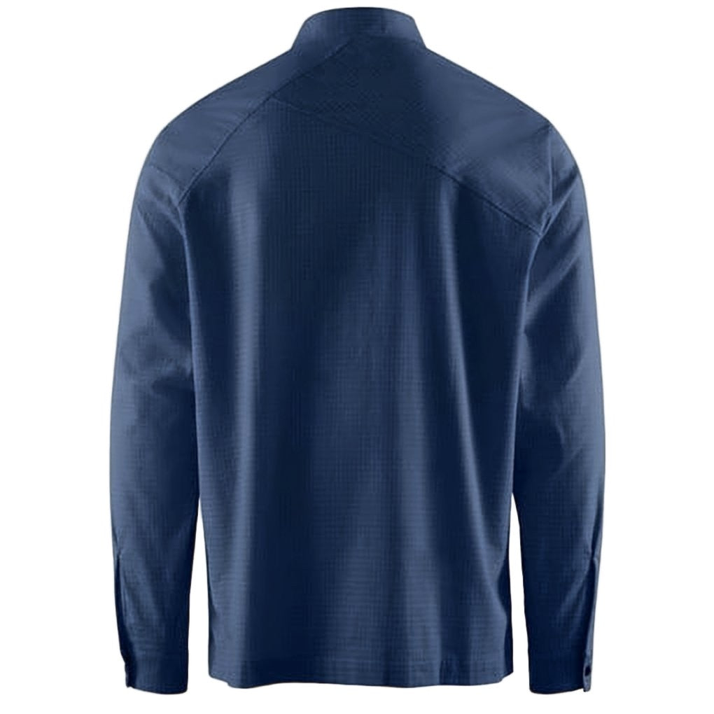 Klattermusen Structured Blue Long-Sleeve Shirt With Mandarin Collar
