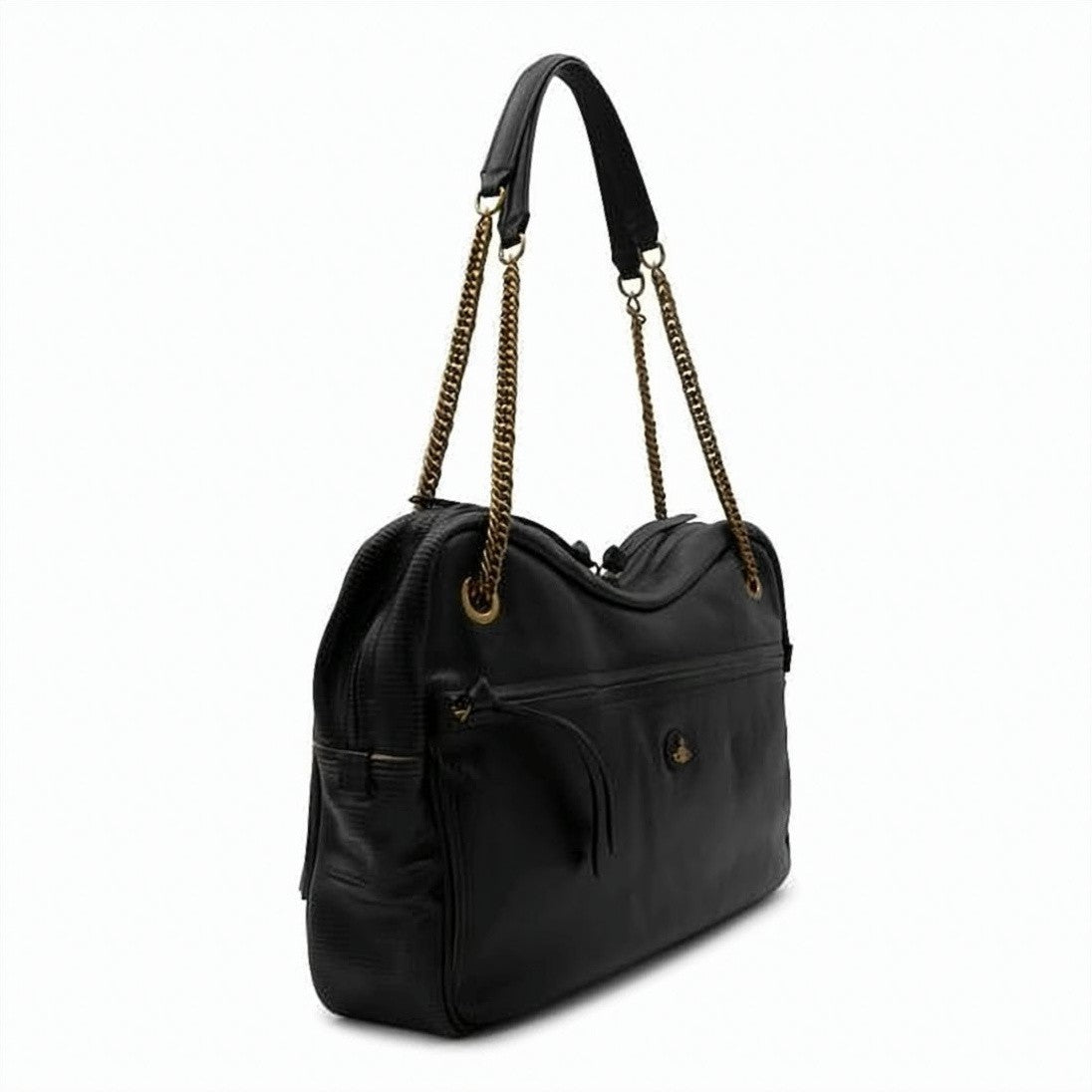Vivienne Westwood Smooth Leather Shoulder Bag With Gold Accents