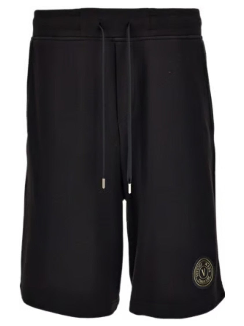 Versace Jeans Couture Black Logo Patch Jersey Shorts