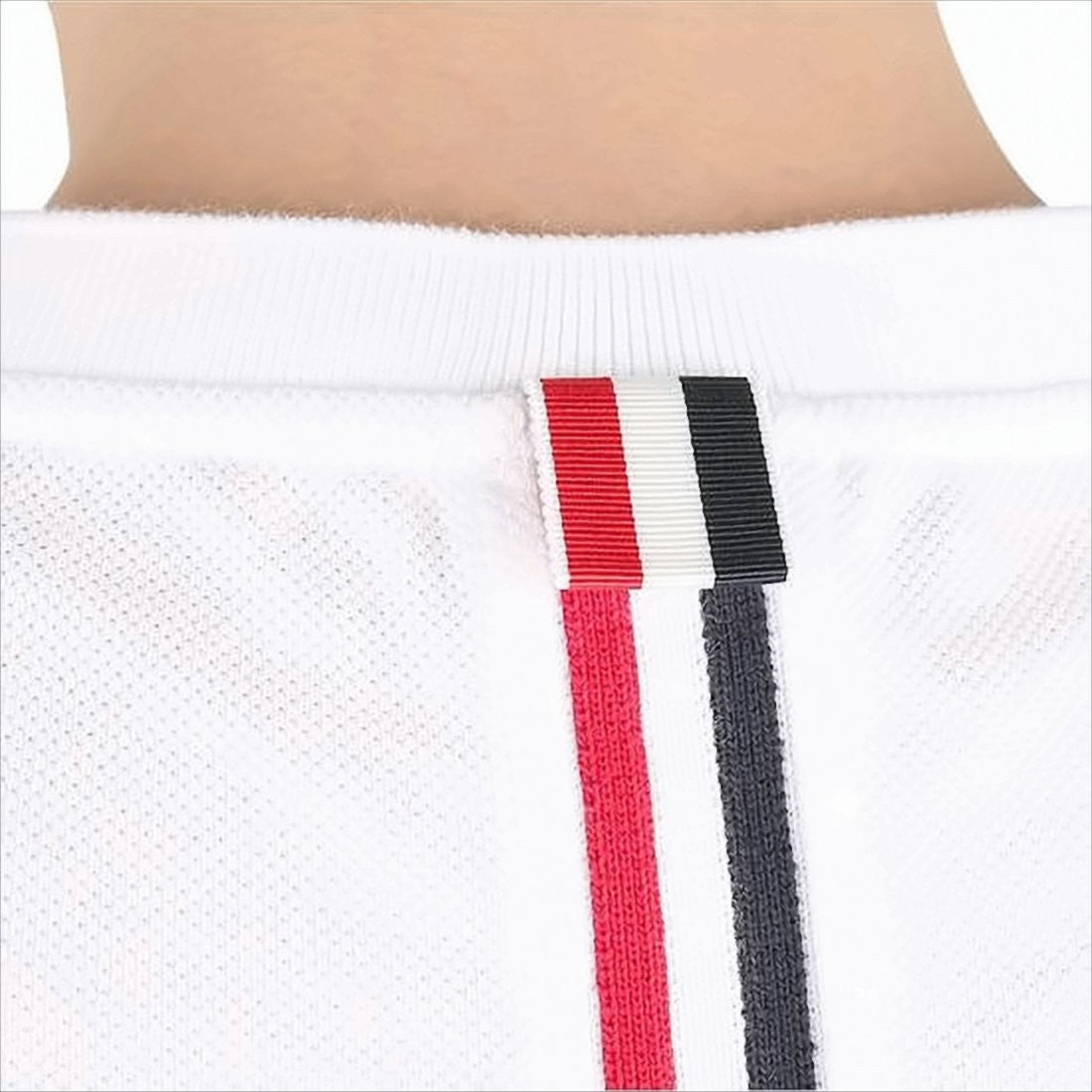 Thom Browne White Short-Sleeve T-Shirt With Distinctive Stripe Detail