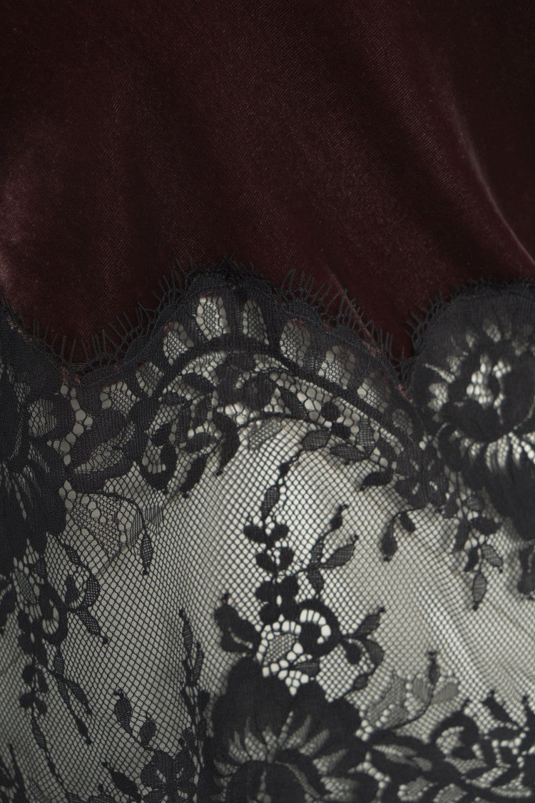 Herskind Velvet Tank Top With Floral Lace Appliqués