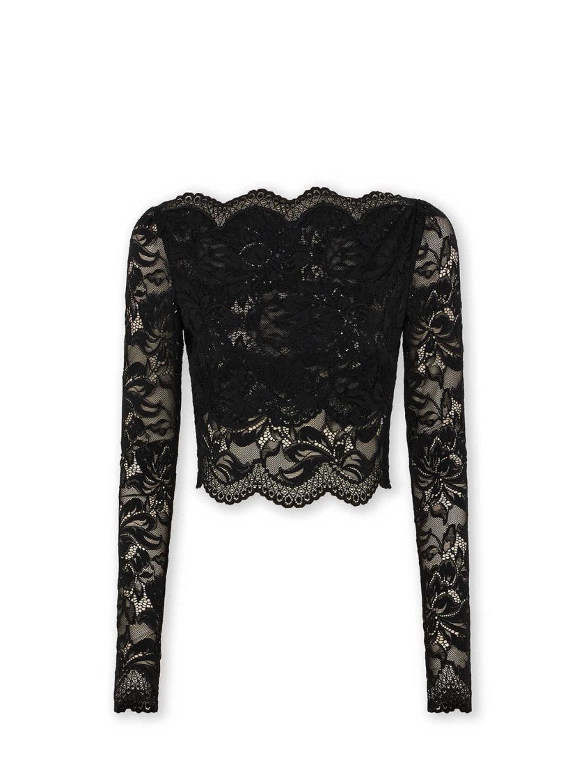 Rabanne Cropped Floral Lace Top