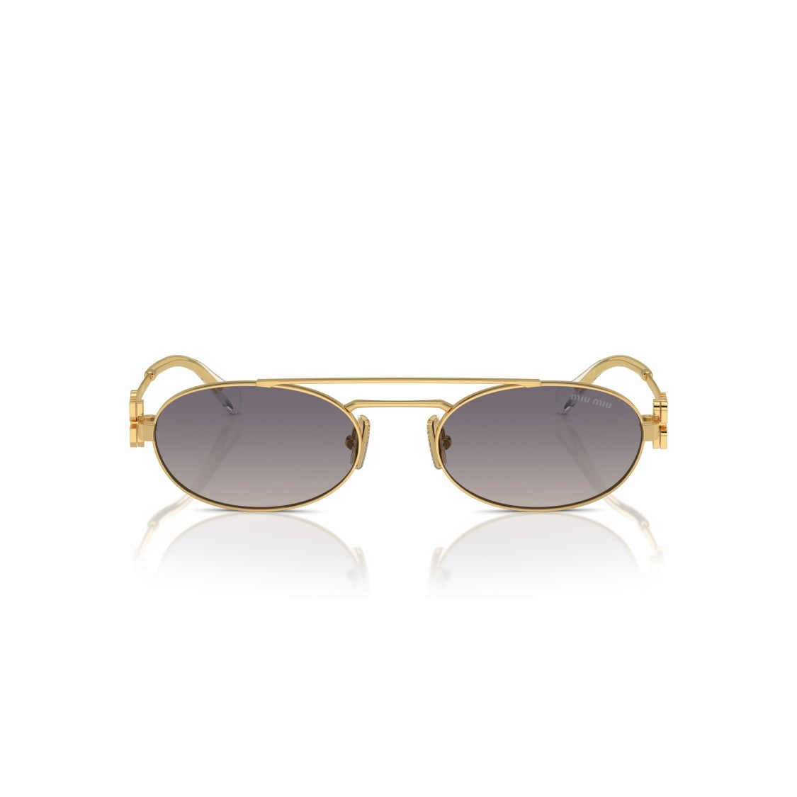 Miu Miu 0Mu 54Zs Oval Gold-Toned Metal Sunglasses