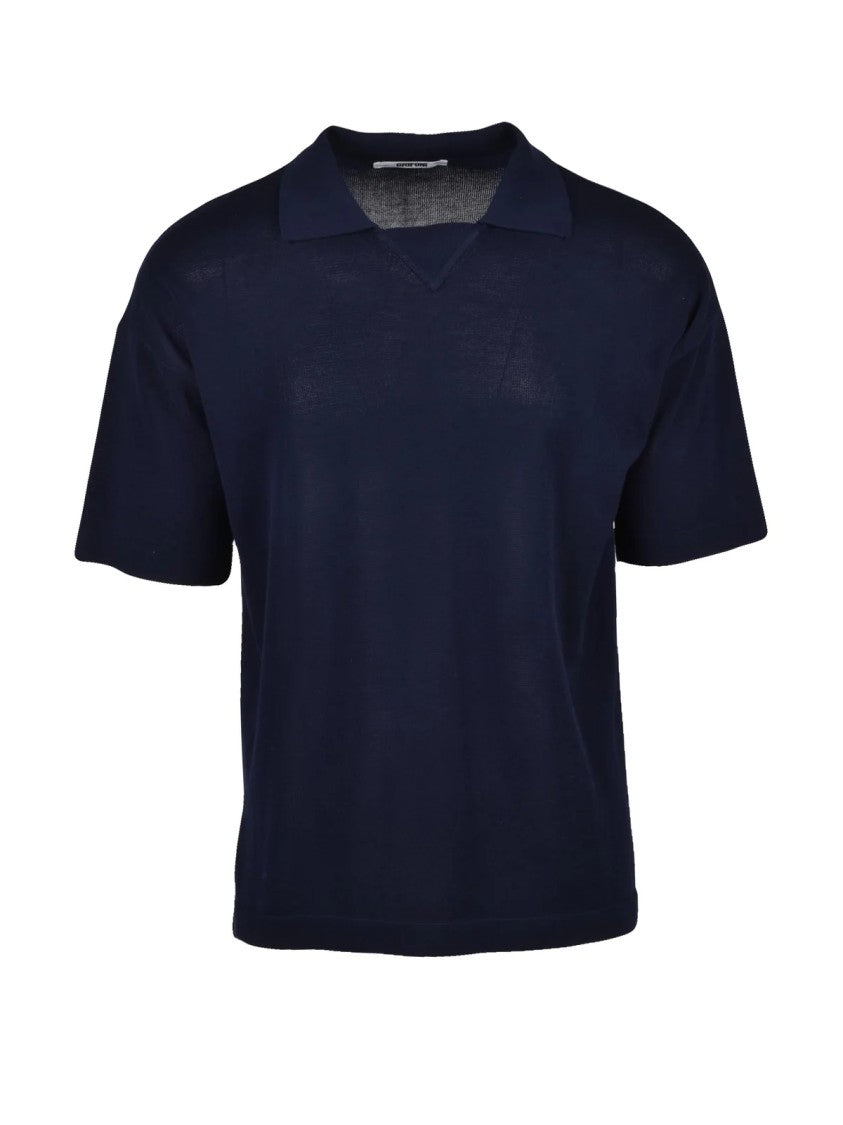 Grifoni Multicolor Cotton Knit V-Notch Polo Shirt