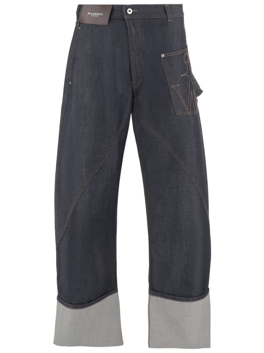 J. W. Anderson Dark Cropped Denim Jeans With Distinctive Cut-Off Hem