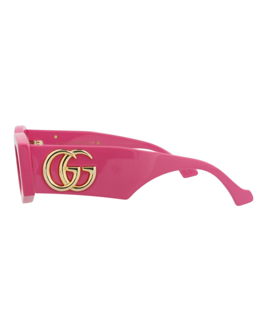 Gucci Square-Frame Sunglasses In Vibrant Pink With Gold Logo