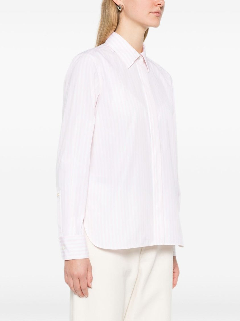 Max Mara Pointed Collar Shirt With Subtle Vertical Stripes