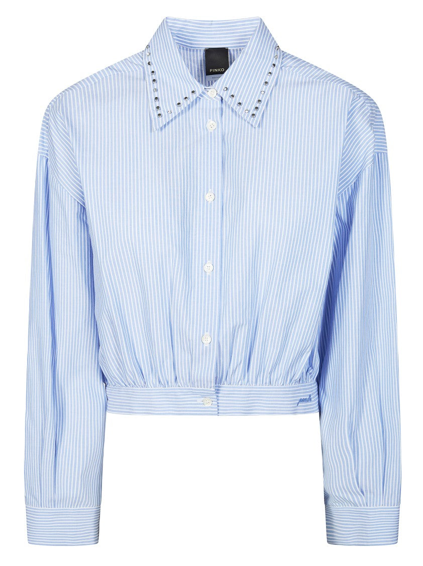 Pinko Light Blue Charita Bastonetto Striped Shirt