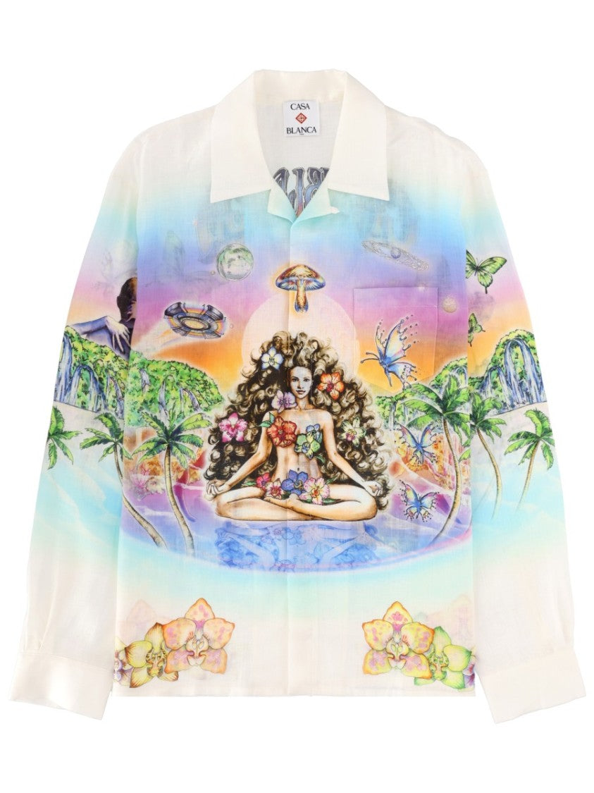 Casablanca Innocence Printed Lightweight Linen Shirt