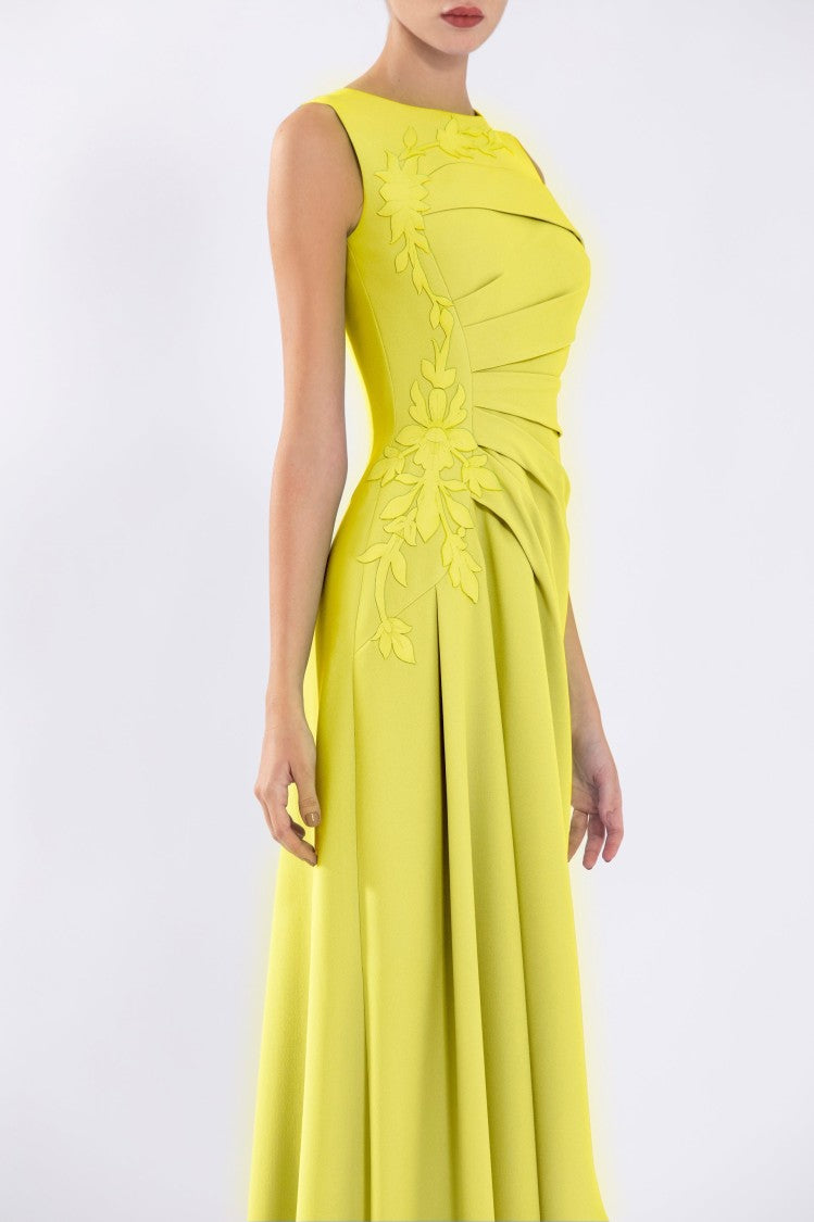 Saiid Kobeisy Crepe, High-Low Dress With Matching Embroidery