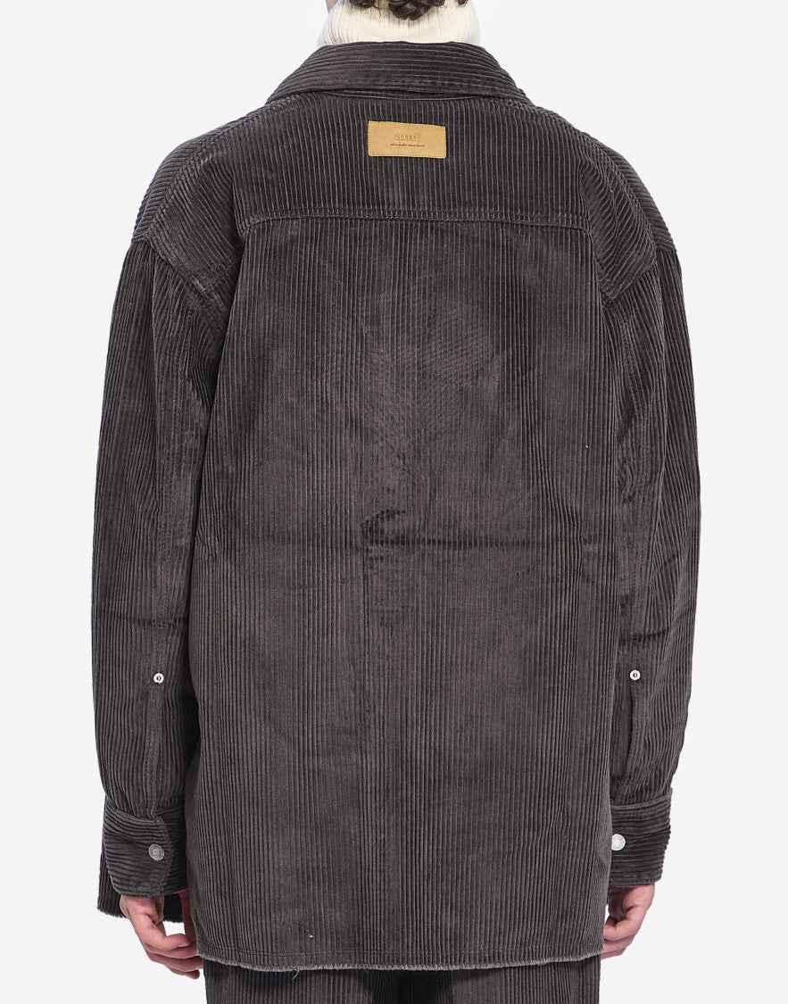 Ami Paris Logo Patch Corduroy Overshirt