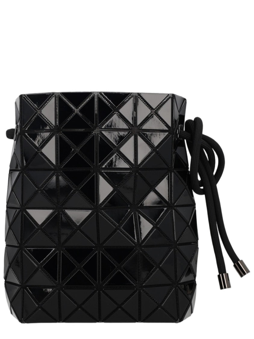 Bao Bao Issey Miyake Geometric Black Shoulder Bag With Drawstring Closure