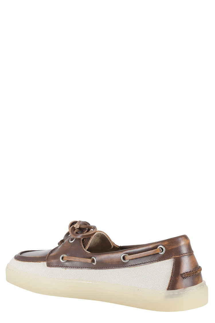 Copenhagen Studios Cream Brown Mixed-Materials Leather Loafers